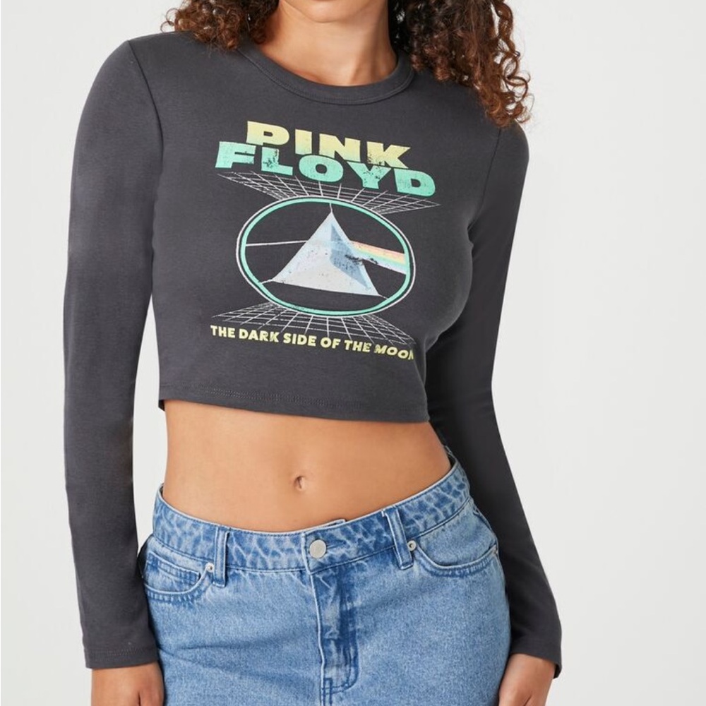Forever 21 Pink Floyd Long Sleeve Crop Tee